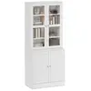 Image de Bibliothèque vitrine - 2 portes verre 2 portes bois 4 étagères - blanc