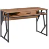 Image de Bureau style industriel tiroir 2 niches métal noir aspect bois noyer