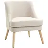 Image de Fauteuil lounge design scandinave bois tissu beige