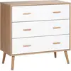 Image de Commode scandinave sur pieds 3 tiroirs blanc aspect bois clair