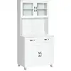 Image de Buffet haut contemporain 4 portes grand tiroir et niche blanc