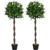 Image de Lot de 2 lauriers boules artificiels h.1,20h m pot inclus noir vert