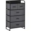 Image de Commode 5 tiroirs tissu gris châssis métal noir