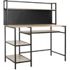 Image de Bureau informatique 4 étagères panneau noir métal aspect chêne clair