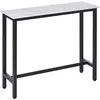 Image de Table de bar 100H cm châssis acier noir plateau aspect marbre blanc