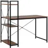 Image de Bureau avec étagères de rangement 120cm design industriel bois noyer
