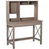 Image de Bureau bibliothèque 2 en 1 - 3 niches - aspect bois métal noir
