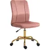 Image de Chaise de bureau style art déco pied métal doré velours rose poudré