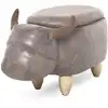 Image de Pouf taureau coffre de rangement 2 en 1 bois d'hévéa marron