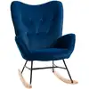 Image de Fauteuil à bascule oreilles accoudoirs aspect velours bleu