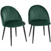 Image de Lot de 2 chaises pieds métal noir velours vert