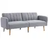 Image de Canapé convertible 2 places design scandinave inclinable tissu gris