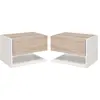 Image de Lot de 2 tables de chevet murales aspect chêne clair blanc