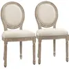 Image de Chaise de salle à manger style louis xvi bois massif lin beige