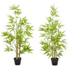Image de Lot de 2 bambous artificiels 1,20h m - 369 feuilles - pot noir