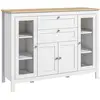 Image de Buffet classique chic 2 portes 2 étagères 2 tiroirs blanc bois clair