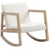Image de Fauteuil lounge à bascule bois hévéa effet peau de mouton polyester