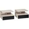 Image de Lot de 2 tables de chevet murale tiroir niche aspect chêne clair noir