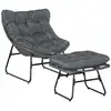 Image de Fauteuil de jardin avec repose-pieds et coussins métal résine gris