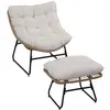 Image de Fauteuil de jardin avec repose-pieds et coussins métal résine beige