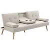 Image de Canapé convertible 3 places dossier réglable bois massif lin beige