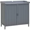 Image de Armoire rangement jardin double porte métal galvanisé gris