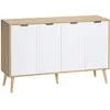 Image de Buffet design scandinave 4 portes motif chevrons 2 étagères blanc bois
