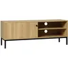 Image de Meuble tv banc tv design industriel - porte coulissante, 2 niches
