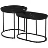 Image de Lot de 2 tables basses gigognes contemporaine acier aspect marbre noir