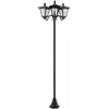 Image de Lampadaire de jardin solaire led 3 têtes acier inox. Plastique noir