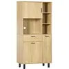 Image de Buffet haut 3 portes, 4 niches, tiroir - métal noir aspect bois clair