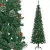 Image de Sapin de Noël artificiel H.195 cm - 42 pommes de pin - métal PVC vert