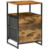 Image de Chiffonnier design industriel 2 tiroirs, niche acier noir aspect bois