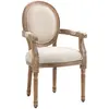 Image de Chaise de salle à manger médaillon bois massif et lin crème