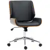 Image de Chaise de bureau manager vintage bois acier chromé noir