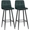 Image de Lot de 2 tabourets de bar design chesterfield velours vert sapin