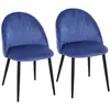 Image de Chaises velours lot de 2 pieds métal bleu noir