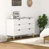 Image de Commode 6 tiroirs design scandinave bois pin panneaux blanc