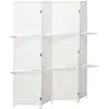Image de Paravent intérieur 4 panneaux 2 étagères pliables blanc paille