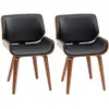 Image de 2 chaises de salle à manger style vintage synthétique et bois noir