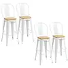 Image de Lot de 4 tabourets de bar industriel acier blanc bois d'orme