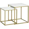 Image de Lot de 2 tables gigognes art déco acier doré aspect marbre blanc