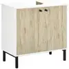 Image de Meuble sous lavabo double porte piètement en métal blanc