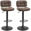 Image de Lot de 2 tabourets de bar vintage capitonné marron effet vieilli