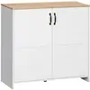 Image de Buffet 2 portes 2 étagères panneaux blanc aspect bois clair