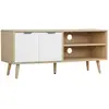 Image de Meuble tv bas sur pied style scandinave blanc aspect bois clair