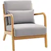Image de Fauteuil lounge 3 coussins bois hévéa velours givré gris