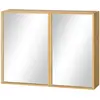 Image de Miroir salle de bain placard 2 portes 2 étagères bambou verni