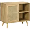 Image de Buffet style bohème porte étagère 2 niches aspect bois manguier rotin
