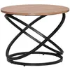 Image de Table basse ronde design néo-rétro acier anneaux noir effet bois clair